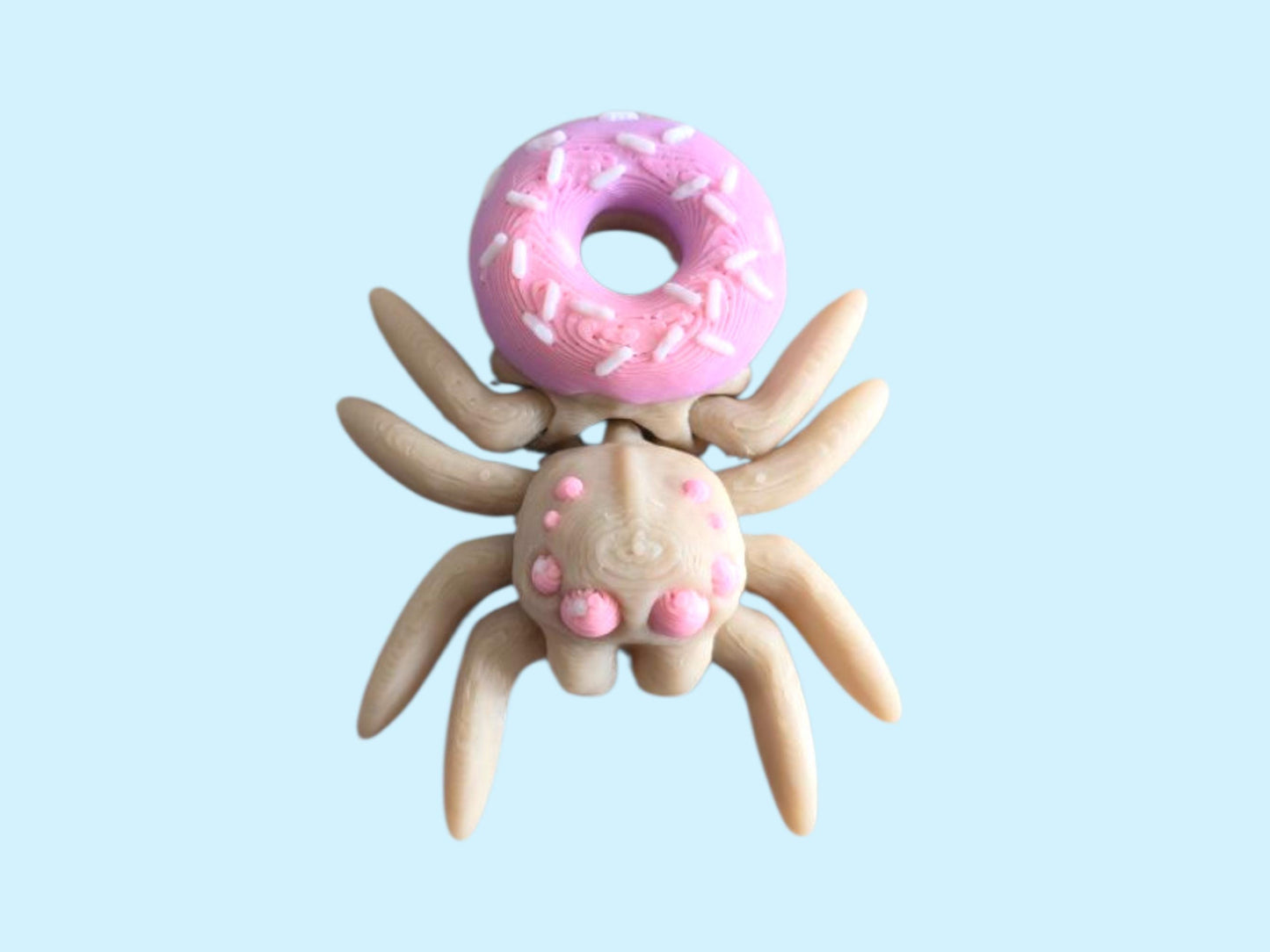 Doughnut Spider – 3D Printed Cute Spider Figurine with Donut Body – Kawaii Creepy-Cute Desk Toy – Funny Gift for Spider Lovers & Collectors