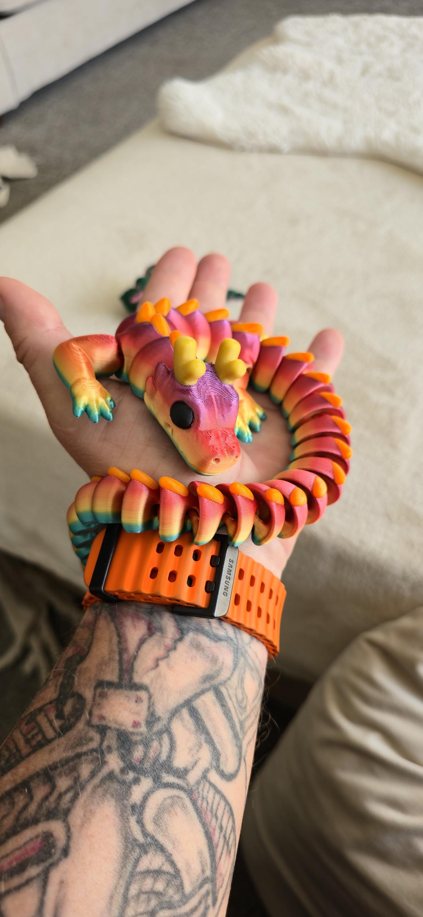 Qinglong Baby Dragon – 13" Poseable 3D Printed Dragon Toy | Articulated Collectible Figurine & Sensory Fidget Gift
