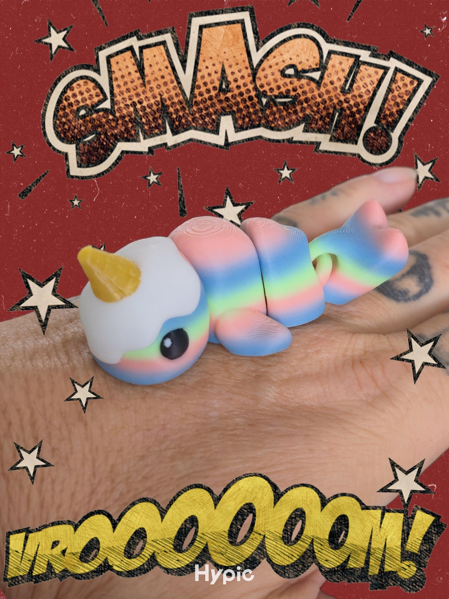 Ice Cream Narwhal – 3D Printed Kawaii Dessert Creature – Cute Ocean Fantasy Desk Toy
