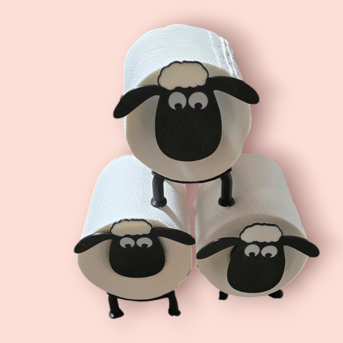 Shaun the Sheep Toilet Roll Holder – 3D Printed Funny Bathroom Decor – Free-Standing PLA Novelty Gift