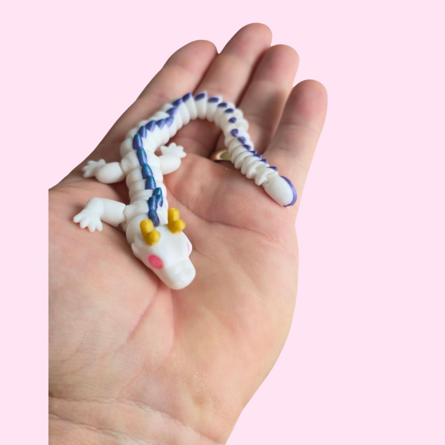 Qinglong Baby Dragon – 7 Inch Articulated 3D Printed Figurine – Poseable Sensory Toy – Mythical Creature Gift – Pocket Dragon Collectible"