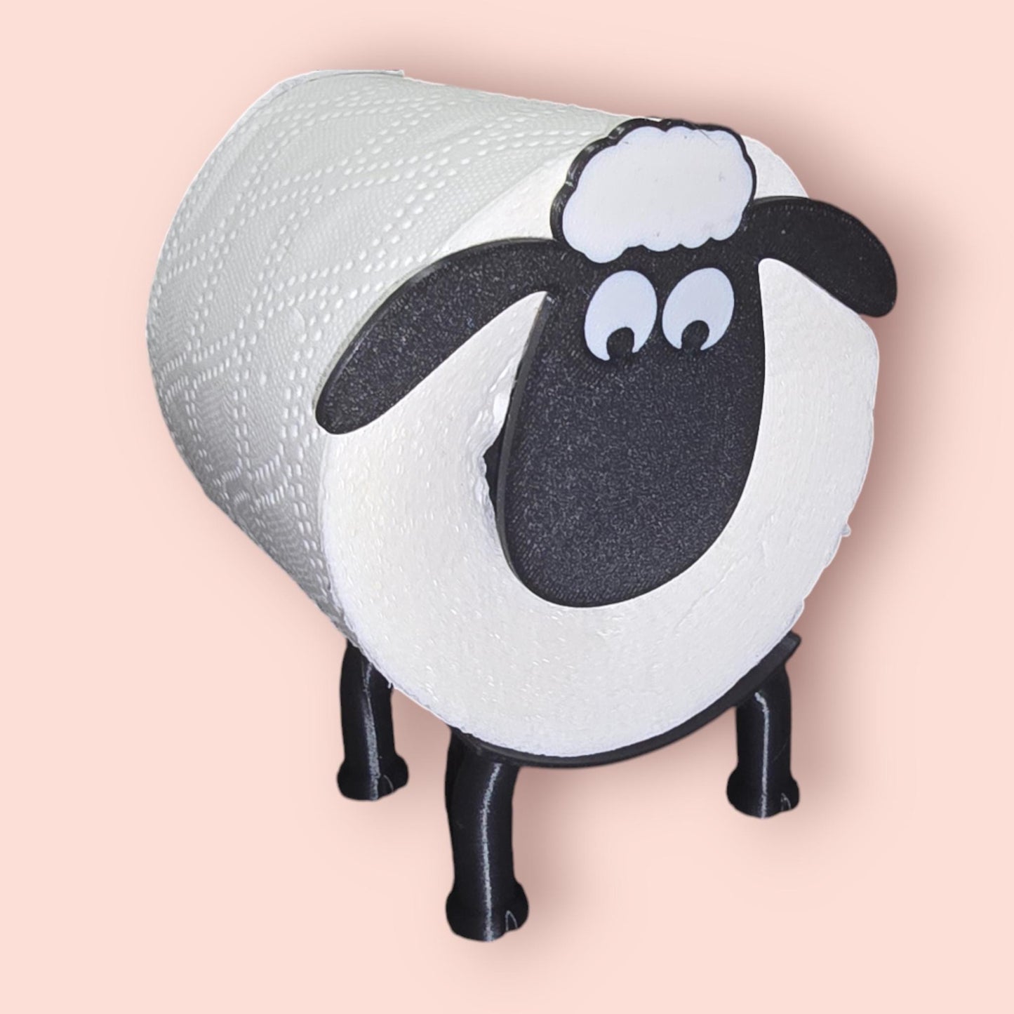 Shaun the Sheep Toilet Roll Holder – 3D Printed Funny Bathroom Decor – Free-Standing PLA Novelty Gift