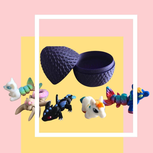 The Hatchling Collection with Egg – 5 Baby Mythical Creatures + Egg Home – 3D Printed Fantasy Figurine Set – Cute Collectible Gift