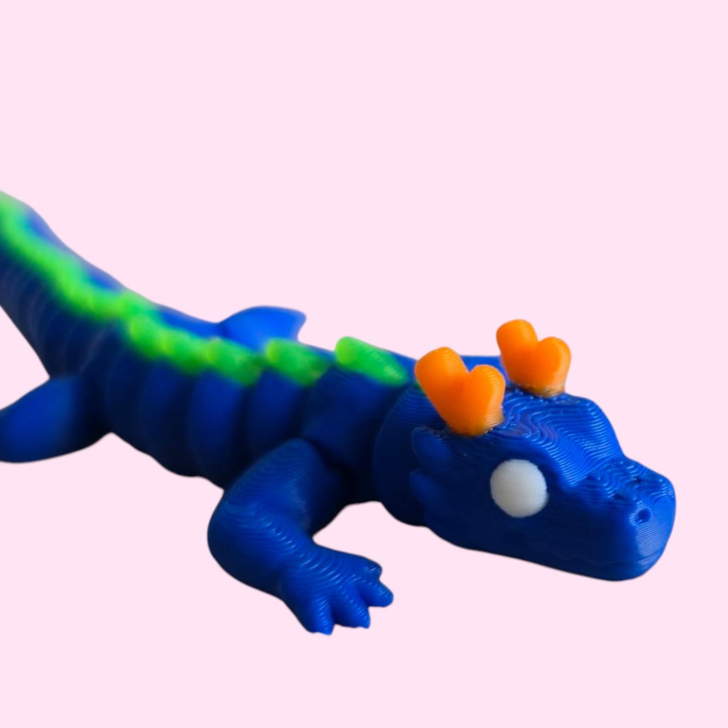 Qinglong Baby Dragon – 7" Poseable 3D Printed Dragon Toy | Blue & Green Articulated Collectible Figurine & Sensory Fidget Gift