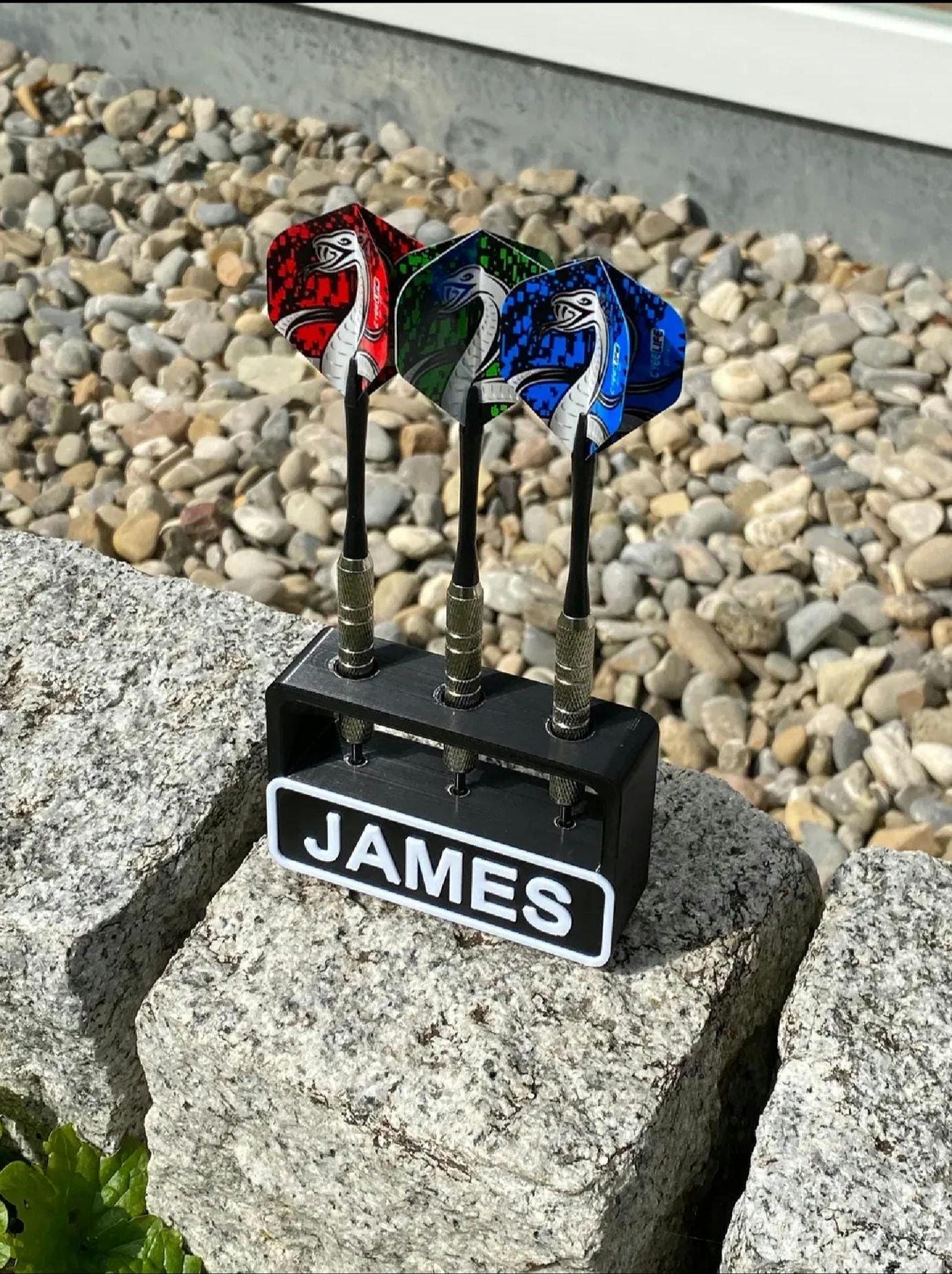Personalised Dart Holder for 3 Darts – Custom Name & Colour – Gift for Dart Players