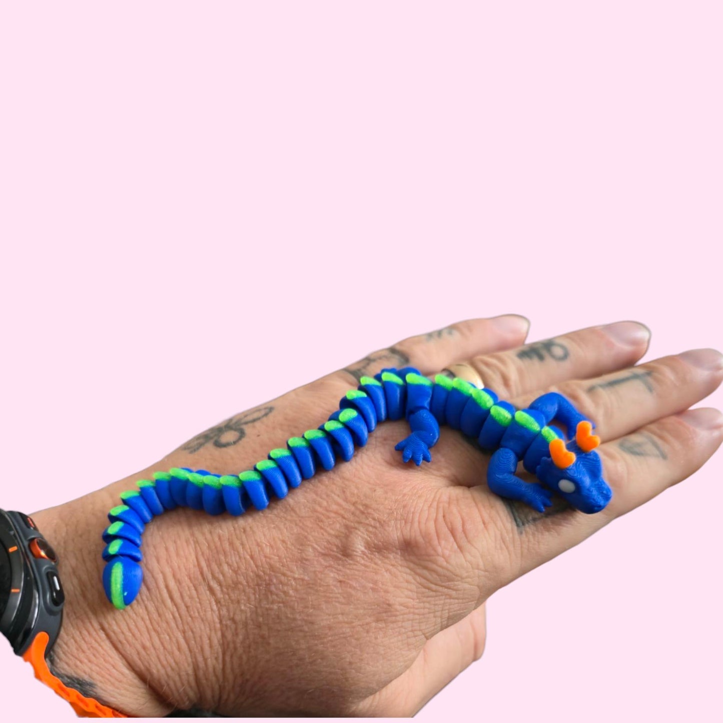 Qinglong Baby Dragon – 7" Poseable 3D Printed Dragon Toy | Blue & Green Articulated Collectible Figurine & Sensory Fidget Gift