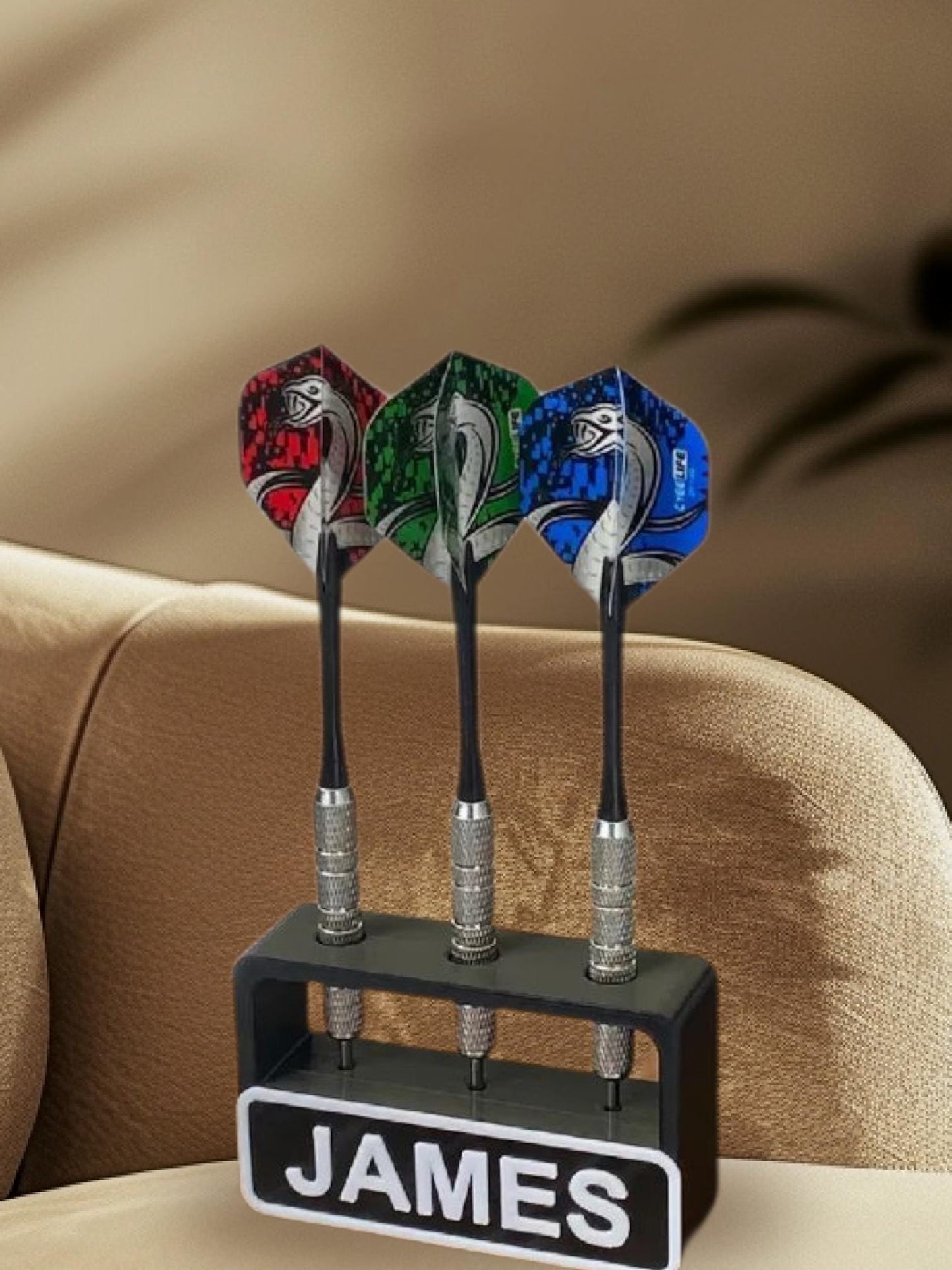 Personalised Dart Holder for 3 Darts – Custom Name & Colour – Gift for Dart Players