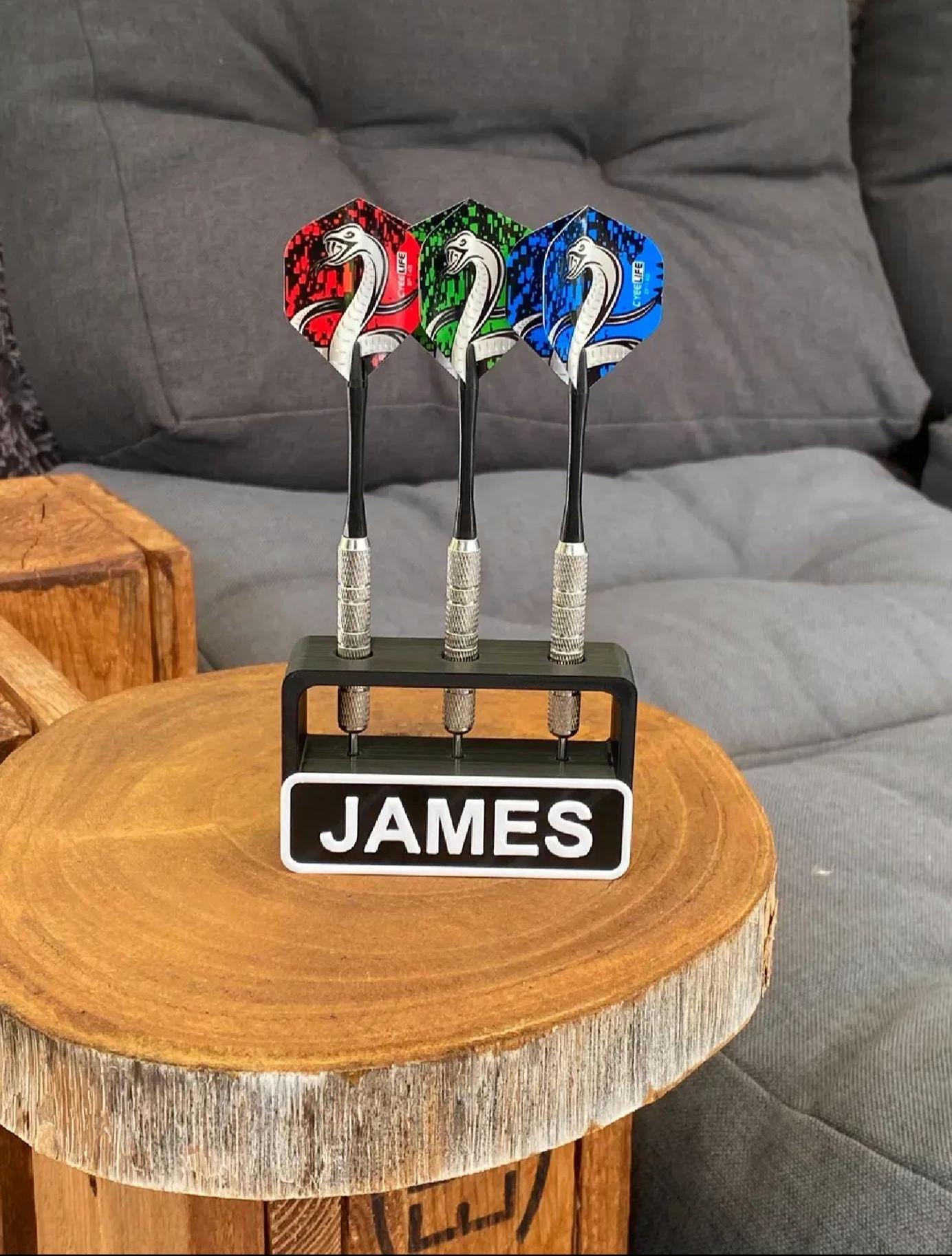 Personalised Dart Holder for 3 Darts – Custom Name & Colour – Gift for Dart Players