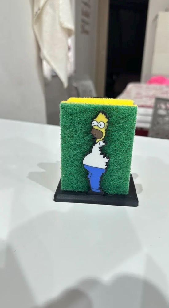 Homer Sponge Holder – 3D Printed Funny Kitchen Sink Accessory – Eco-Friendly Gift for Cartoon Fans