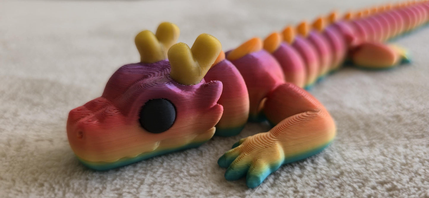 Qinglong Baby Dragon – 13" Poseable 3D Printed Dragon Toy | Articulated Collectible Figurine & Sensory Fidget Gift
