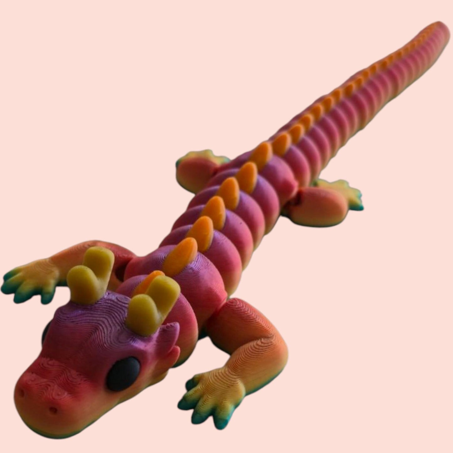 Qinglong Baby Dragon – 13" Poseable 3D Printed Dragon Toy | Articulated Collectible Figurine & Sensory Fidget Gift