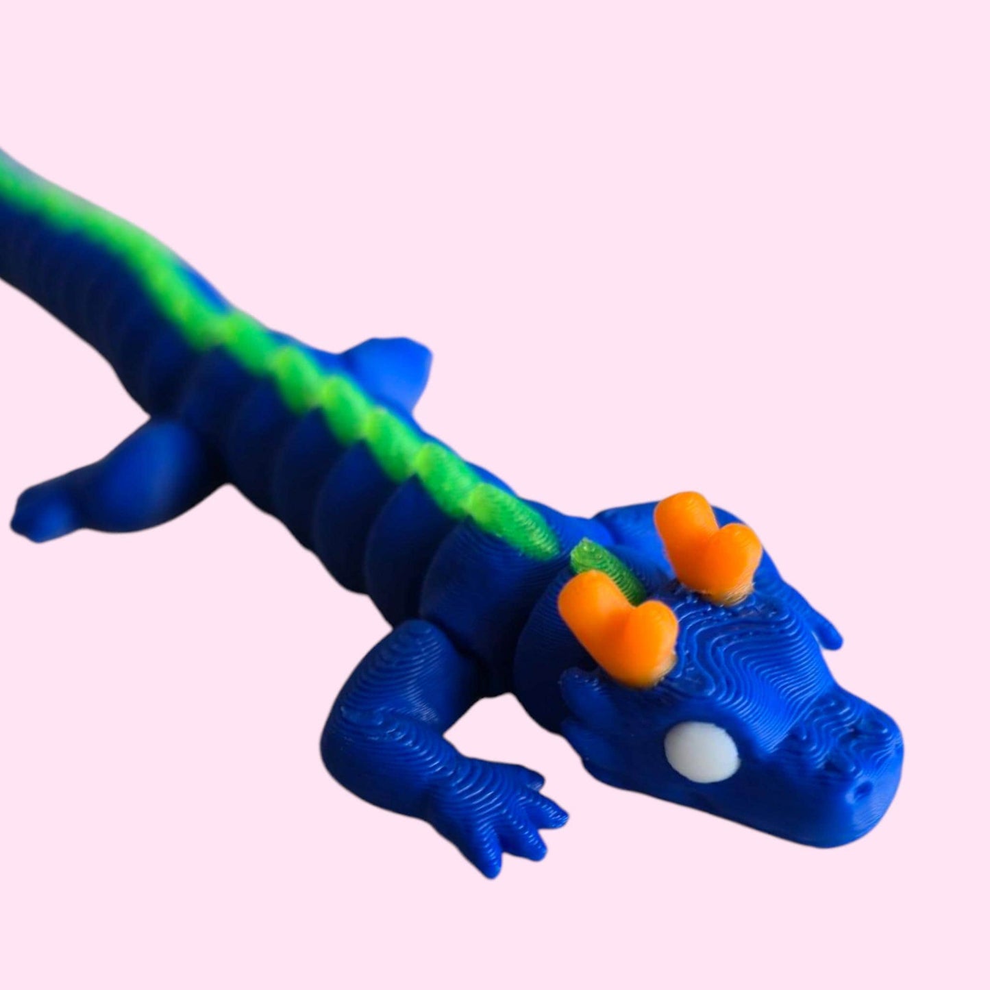 Qinglong Baby Dragon – 7" Poseable 3D Printed Dragon Toy | Blue & Green Articulated Collectible Figurine & Sensory Fidget Gift