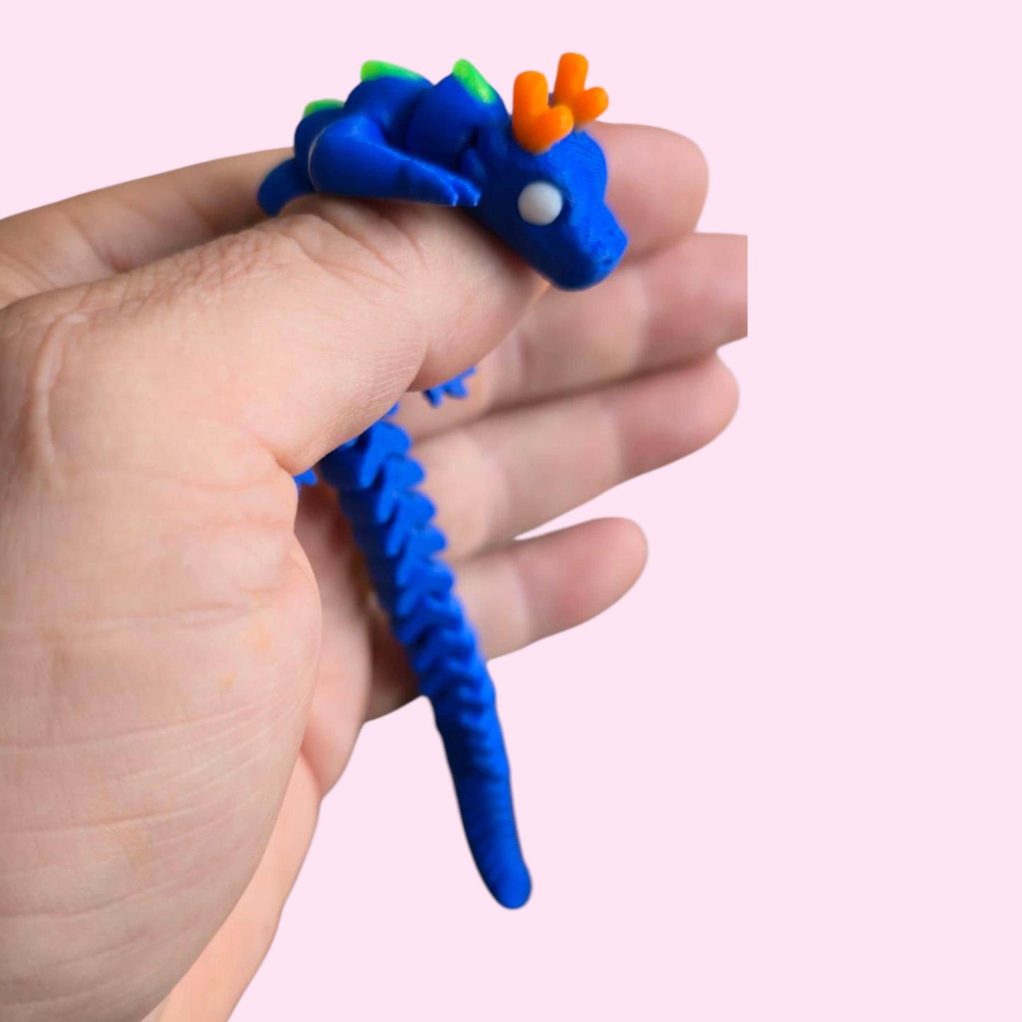 Qinglong Baby Dragon – 7" Poseable 3D Printed Dragon Toy | Blue & Green Articulated Collectible Figurine & Sensory Fidget Gift