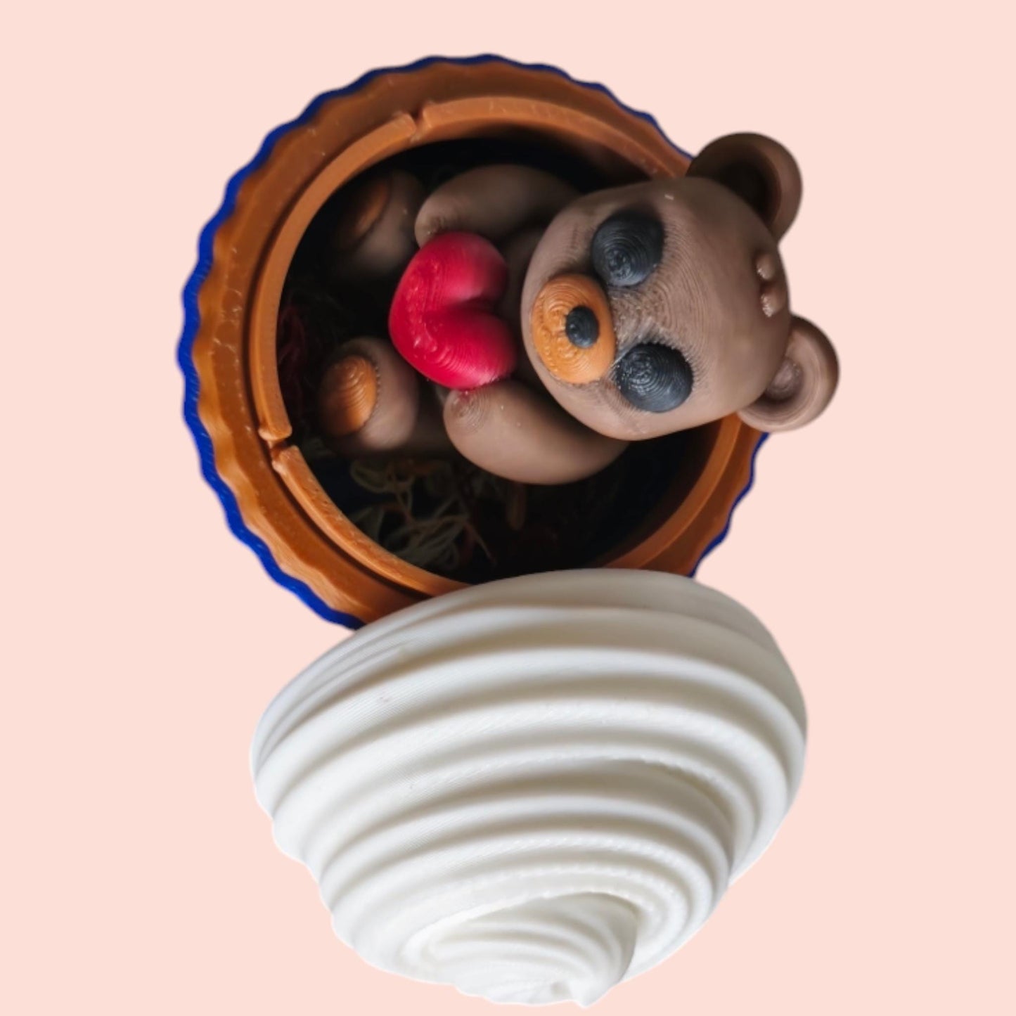 Articulated Love Heart Bear with Cupcake Pod – 3D Printed Sensory Fidget Toy & Gift Case