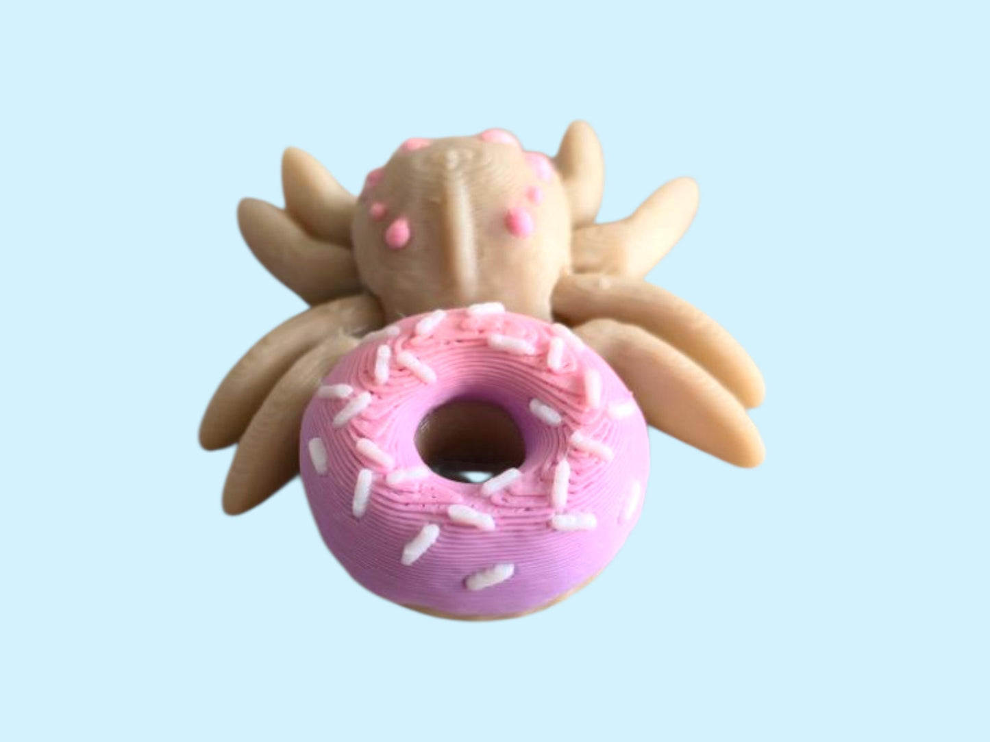 Doughnut Spider – 3D Printed Cute Spider Figurine with Donut Body – Kawaii Creepy-Cute Desk Toy – Funny Gift for Spider Lovers & Collectors