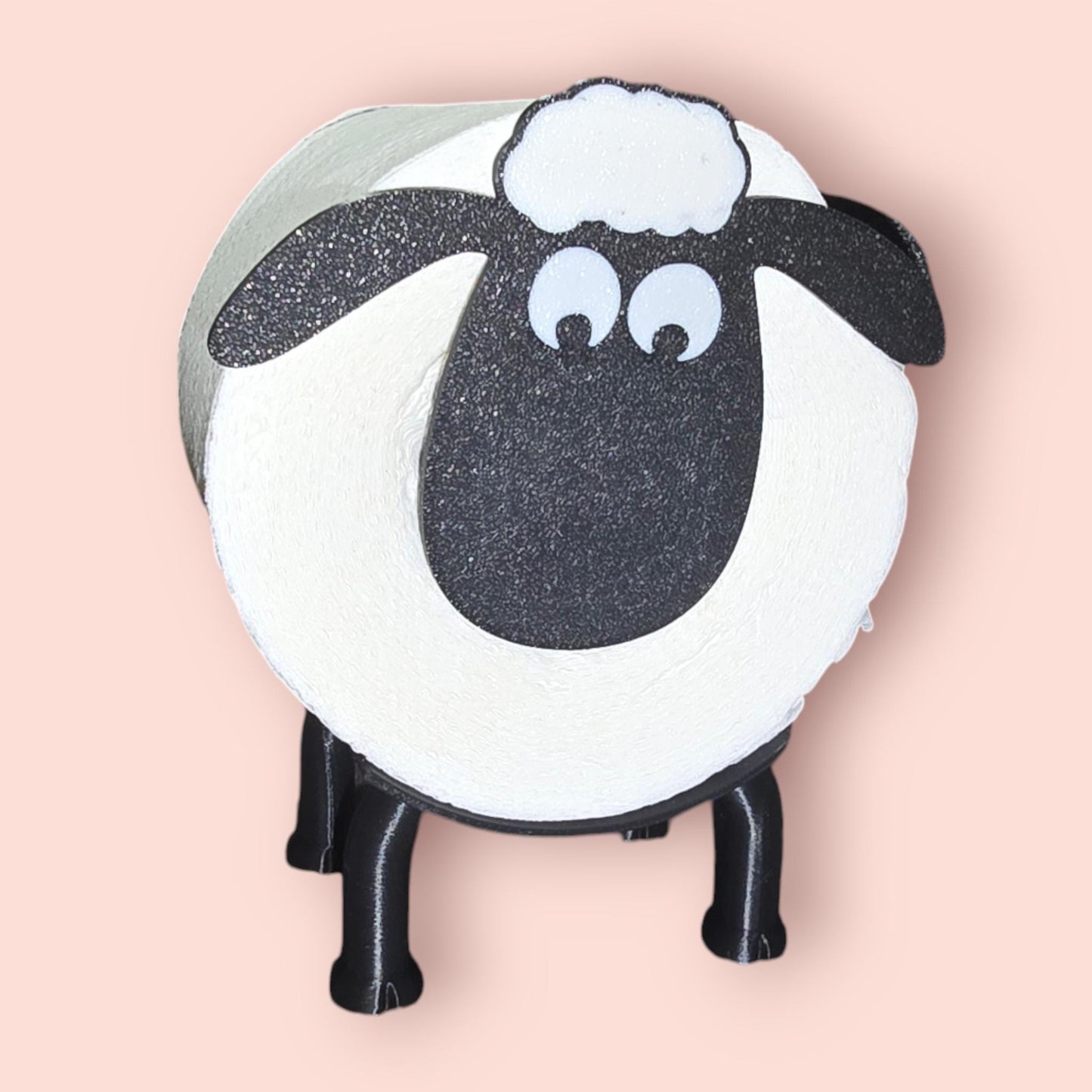 Shaun the Sheep Toilet Roll Holder – 3D Printed Funny Bathroom Decor – Free-Standing PLA Novelty Gift