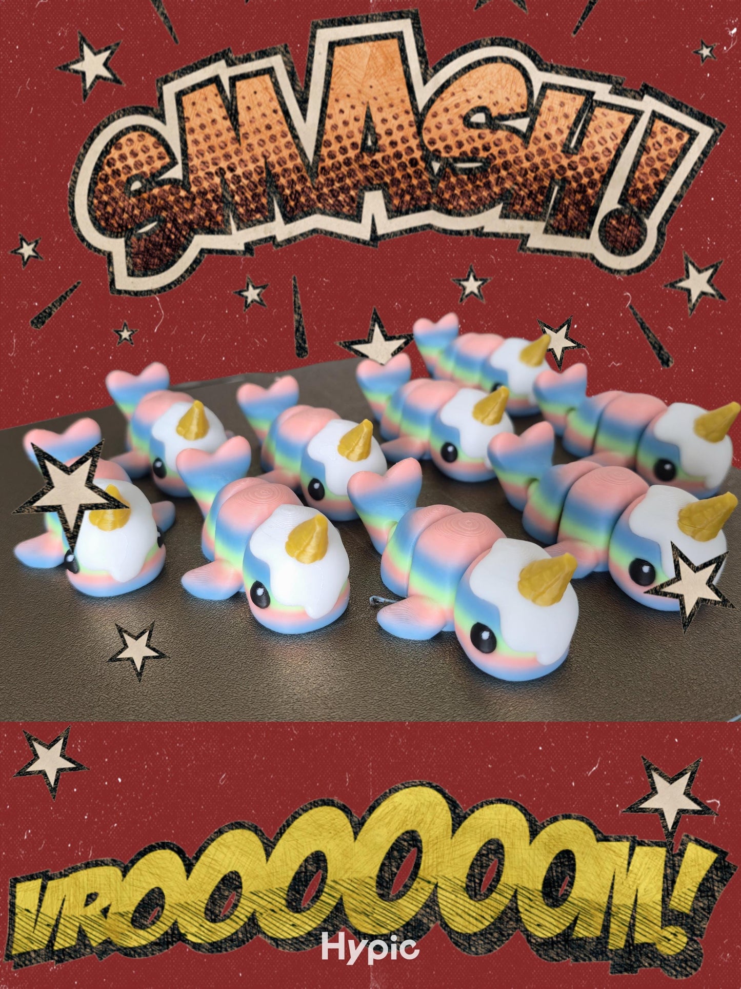 Ice Cream Narwhal – 3D Printed Kawaii Dessert Creature – Cute Ocean Fantasy Desk Toy