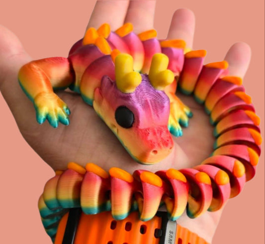 Qinglong Baby Dragon – 13" Poseable 3D Printed Dragon Toy | Articulated Collectible Figurine & Sensory Fidget Gift