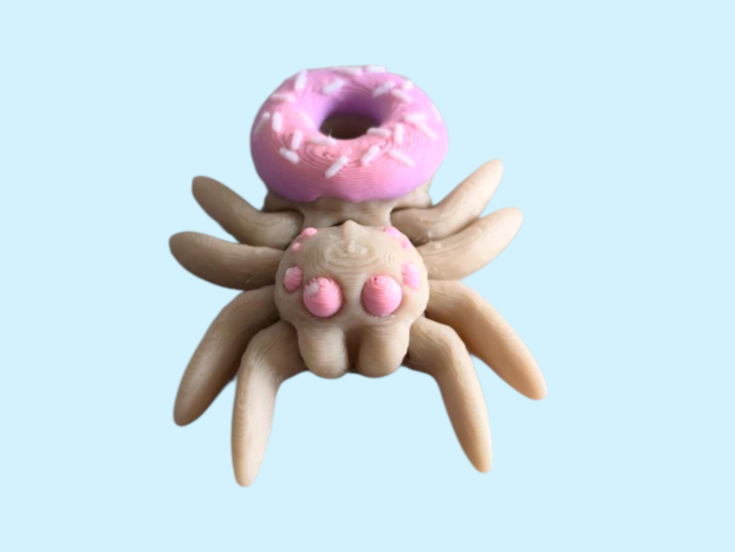 Doughnut Spider – 3D Printed Cute Spider Figurine with Donut Body – Kawaii Creepy-Cute Desk Toy – Funny Gift for Spider Lovers & Collectors