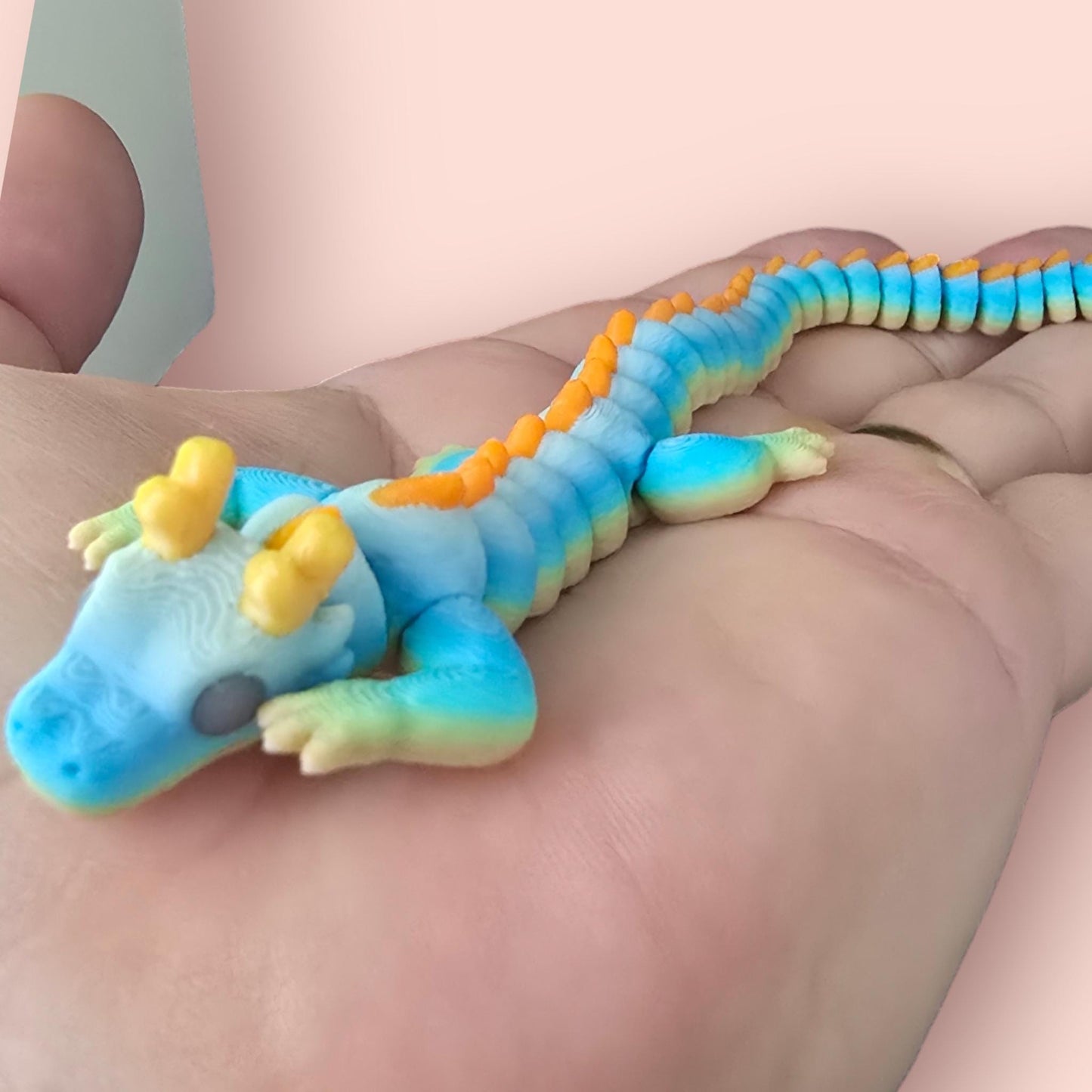 Qinglong Dragon – Matte multi colour 7" Poseable Dragon Toy | Articulated Sensory Fidget Gift
