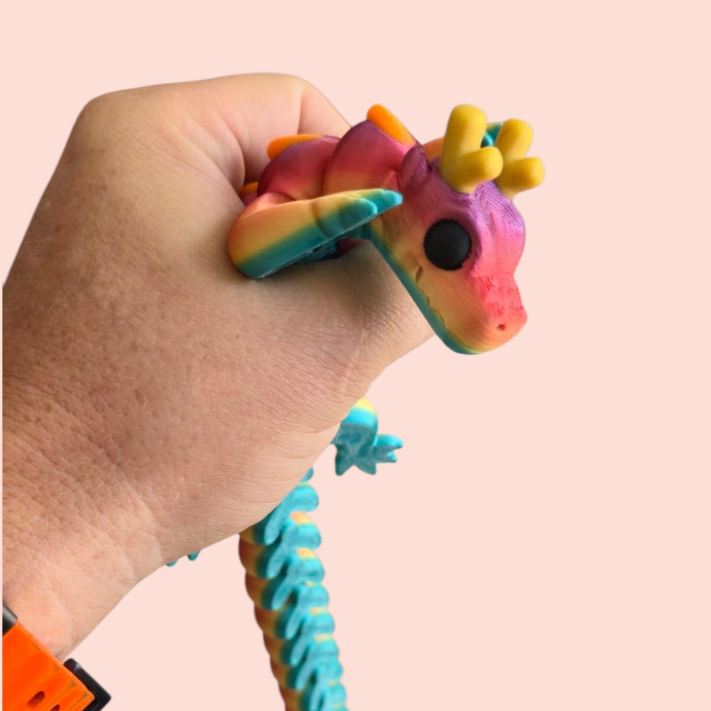 Qinglong Baby Dragon – 13" Poseable 3D Printed Dragon Toy | Articulated Collectible Figurine & Sensory Fidget Gift