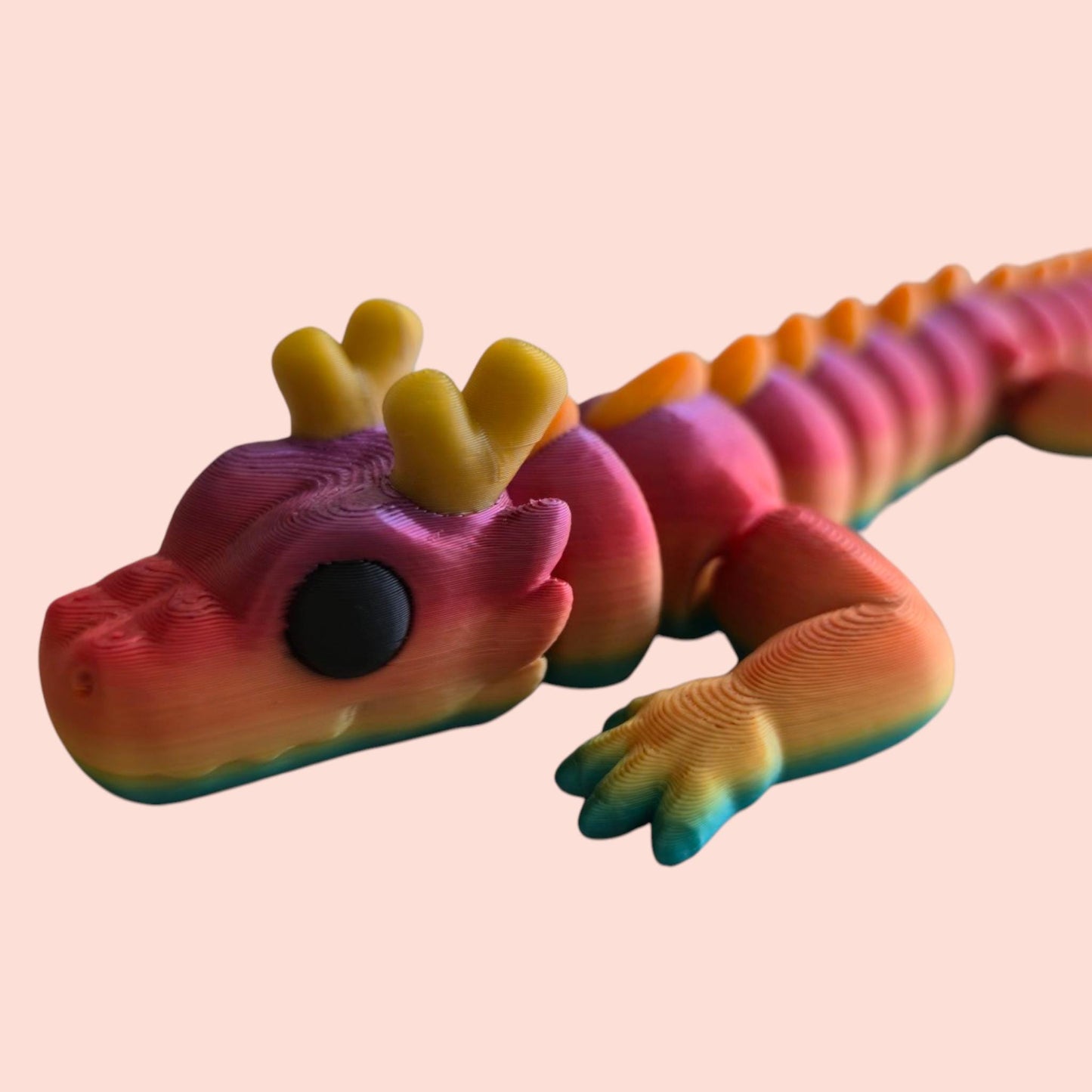 Qinglong Baby Dragon – 13" Poseable 3D Printed Dragon Toy | Articulated Collectible Figurine & Sensory Fidget Gift