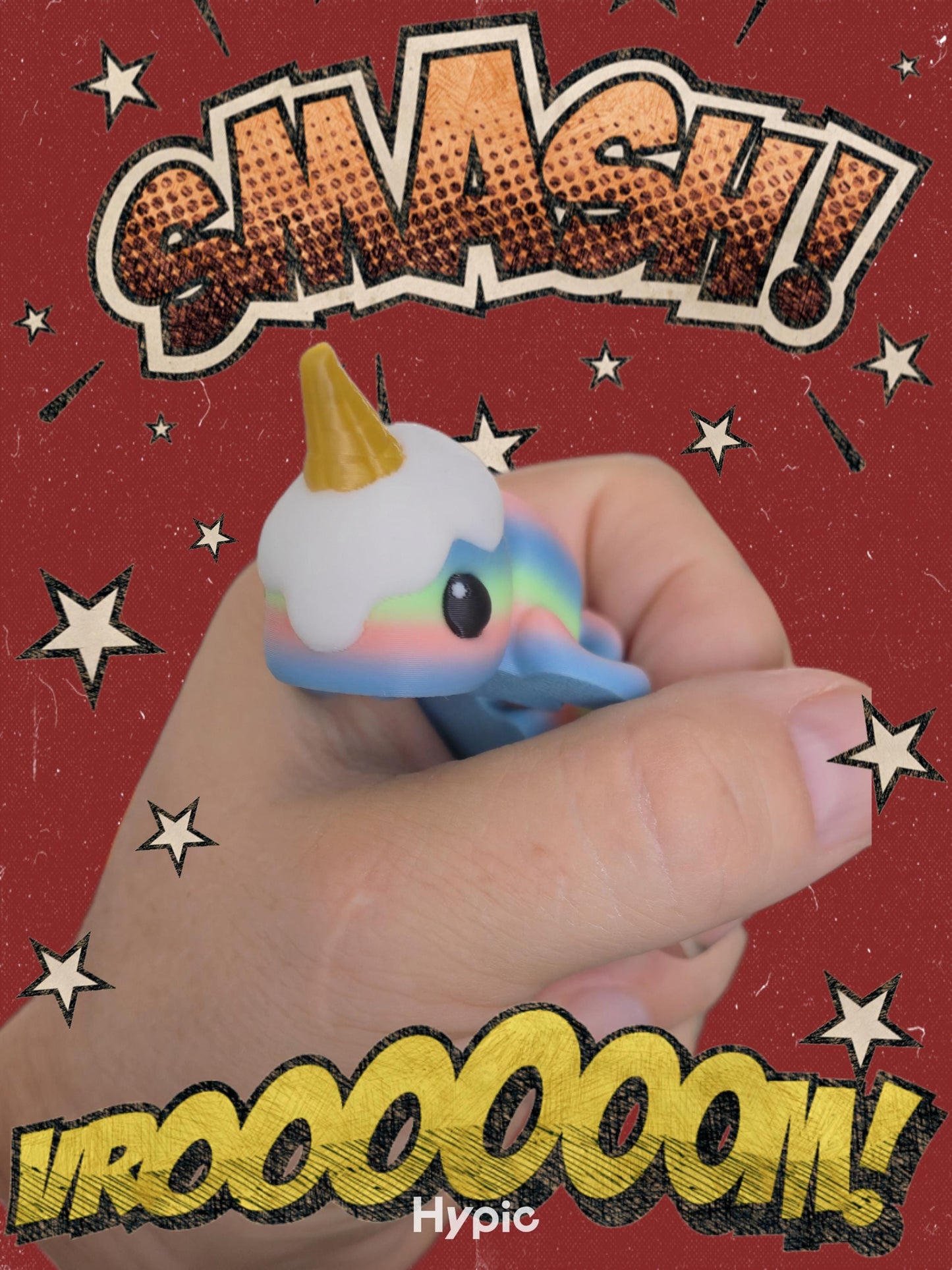 Ice Cream Narwhal – 3D Printed Kawaii Dessert Creature – Cute Ocean Fantasy Desk Toy