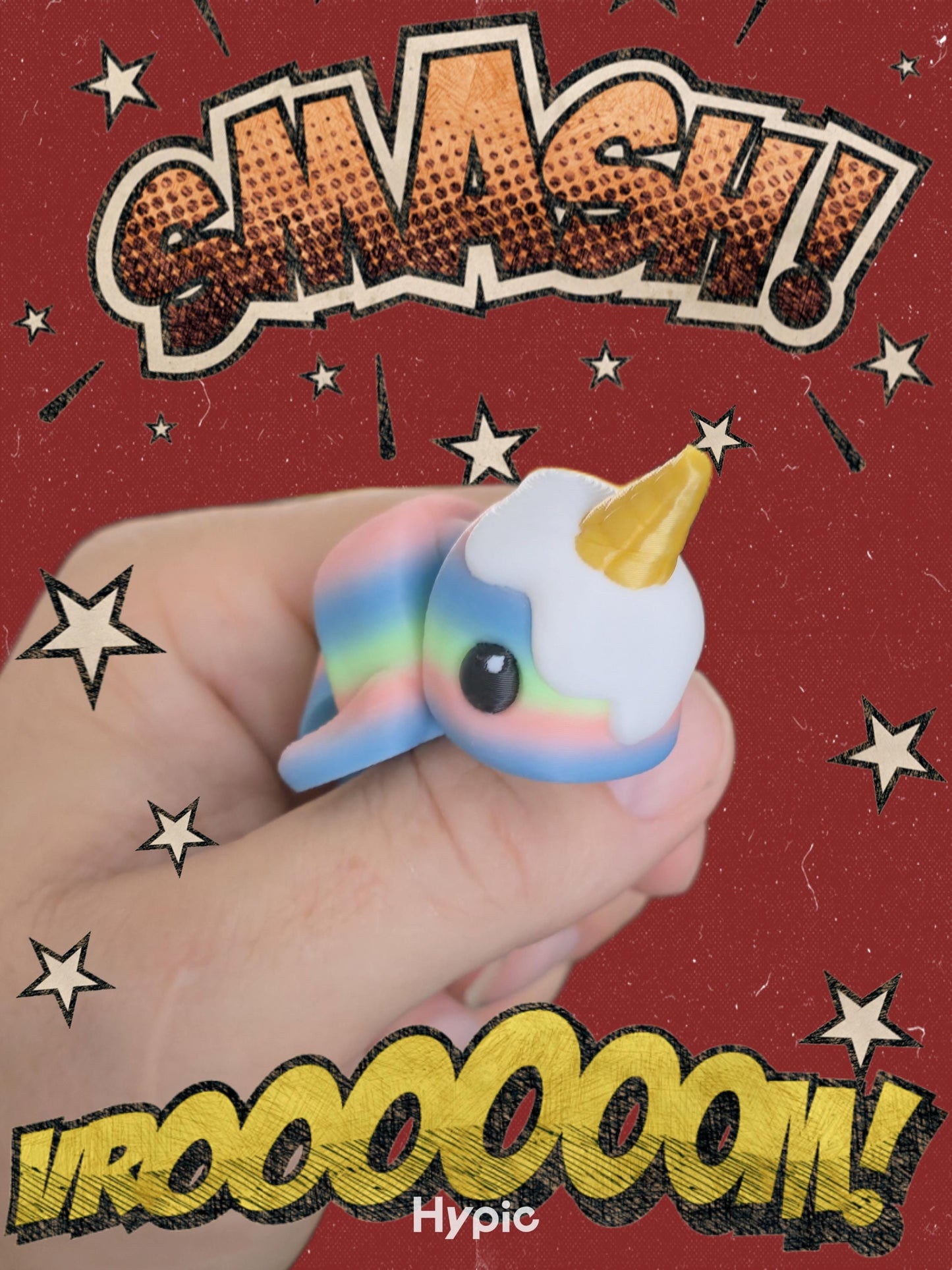 Ice Cream Narwhal – 3D Printed Kawaii Dessert Creature – Cute Ocean Fantasy Desk Toy