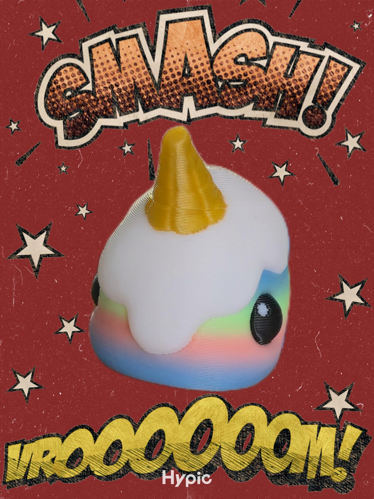 Ice Cream Narwhal – 3D Printed Kawaii Dessert Creature – Cute Ocean Fantasy Desk Toy
