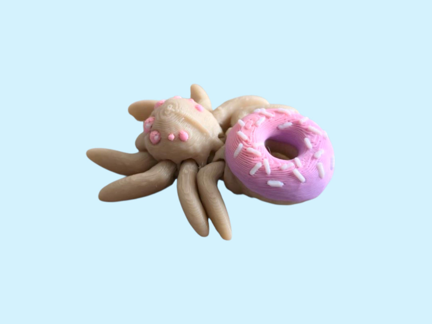 Doughnut Spider – 3D Printed Cute Spider Figurine with Donut Body – Kawaii Creepy-Cute Desk Toy – Funny Gift for Spider Lovers & Collectors
