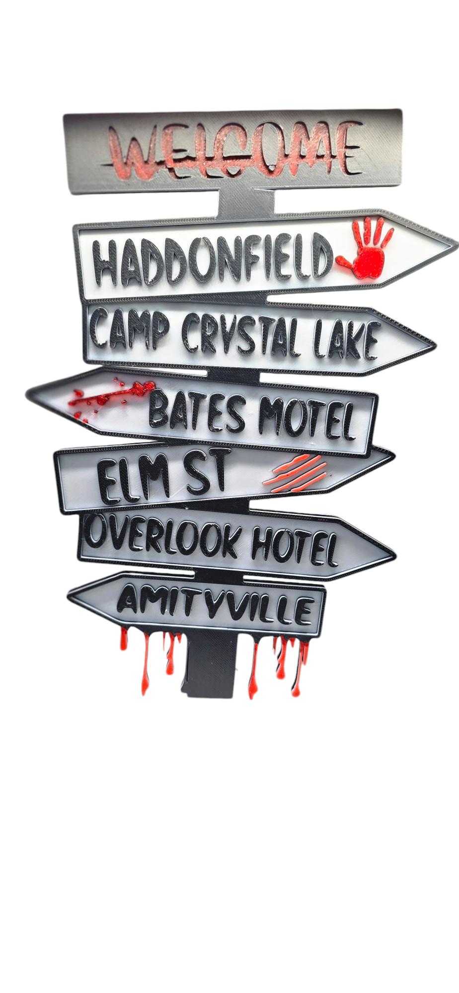Vintage Horror Direction Sign – Scary Places Wall Art
