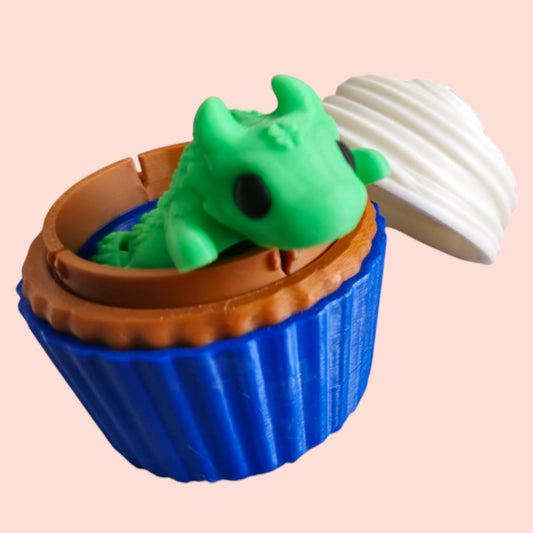 3D printed Sensory Lucky Dragon & Cupcake Container Combo  Mamal Desk Toy and Home Decor