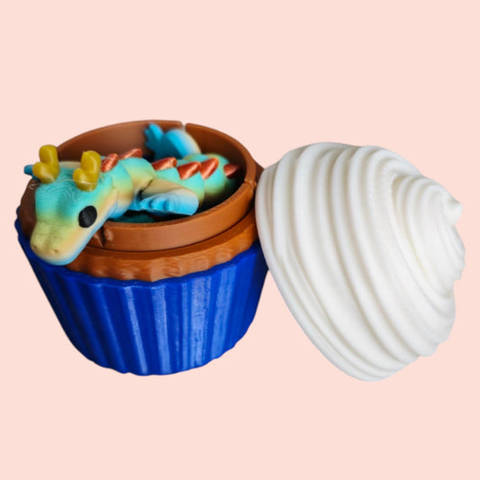 Qinglong Baby Dragon & Cupcake Container – Articulated Sensory Gift Set