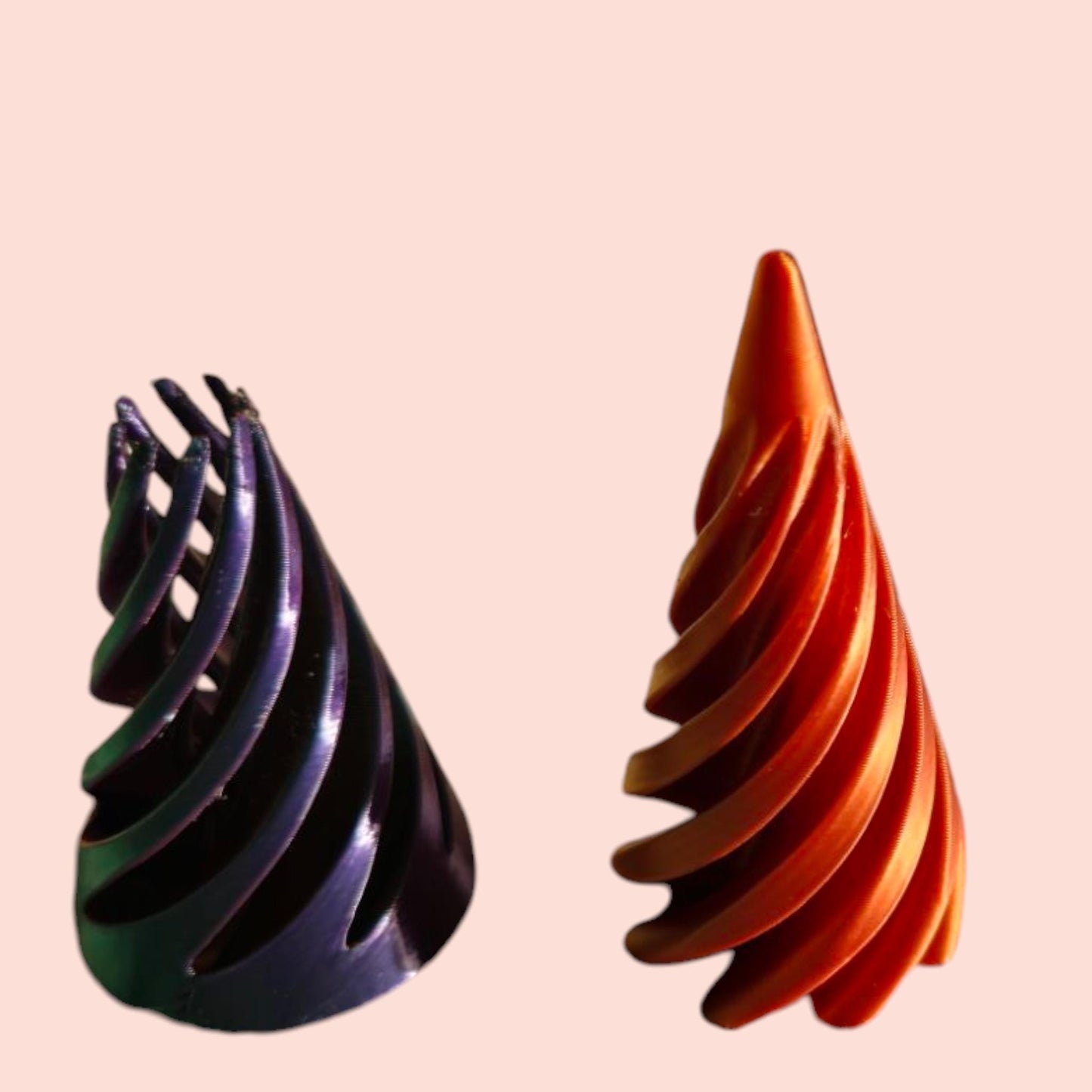 3D Printed Impossible Pyramid Passthrough sensory,anxiety Sculpture,Spiral Cone UK. Tri colour base with duel colour core.