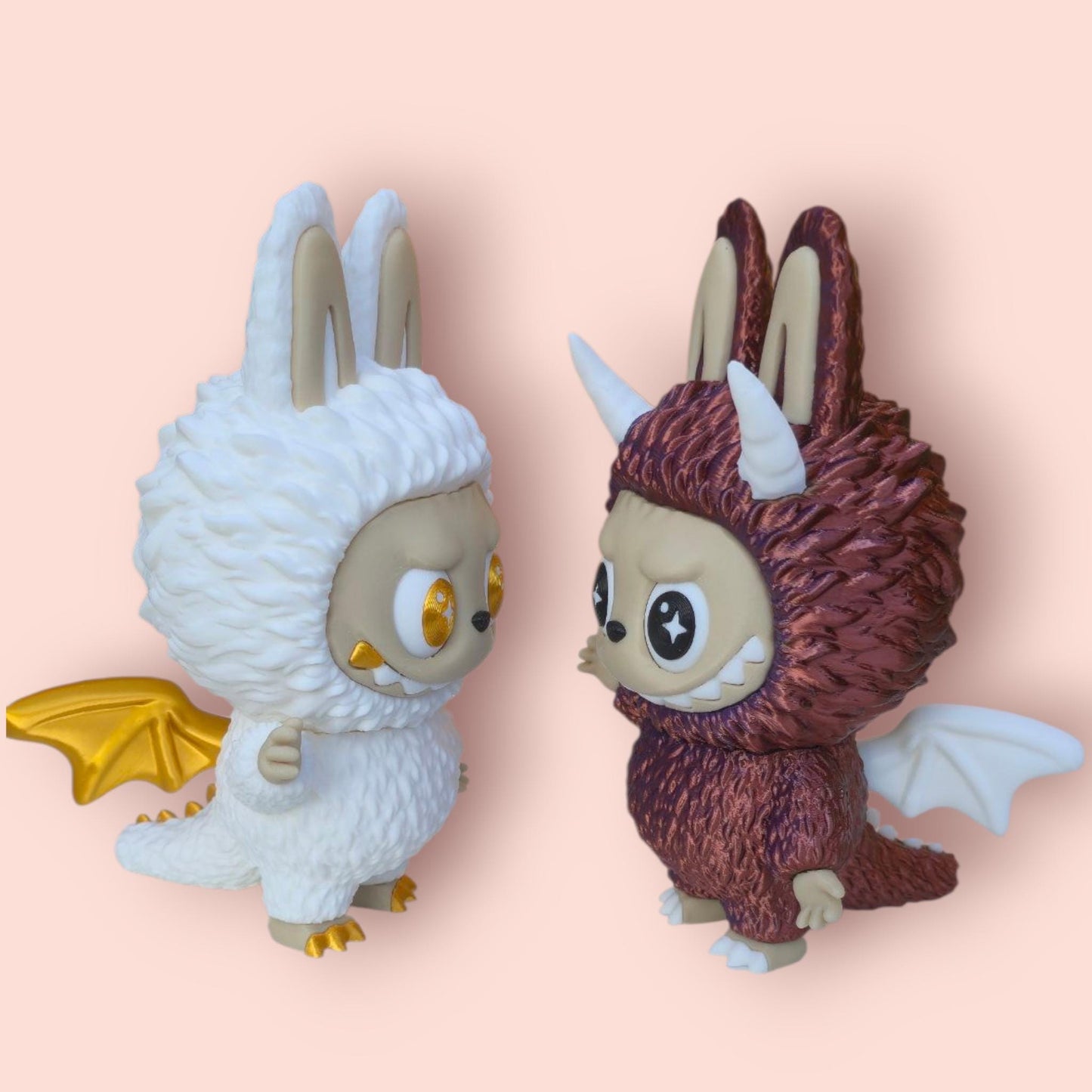 Labubu Angel & Demon pair. Figurine with Rotating Eyes - Unique Home Decor"