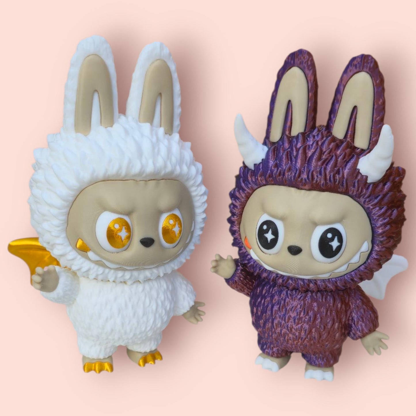 Labubu Angel & Demon pair. Figurine with Rotating Eyes - Unique Home Decor"