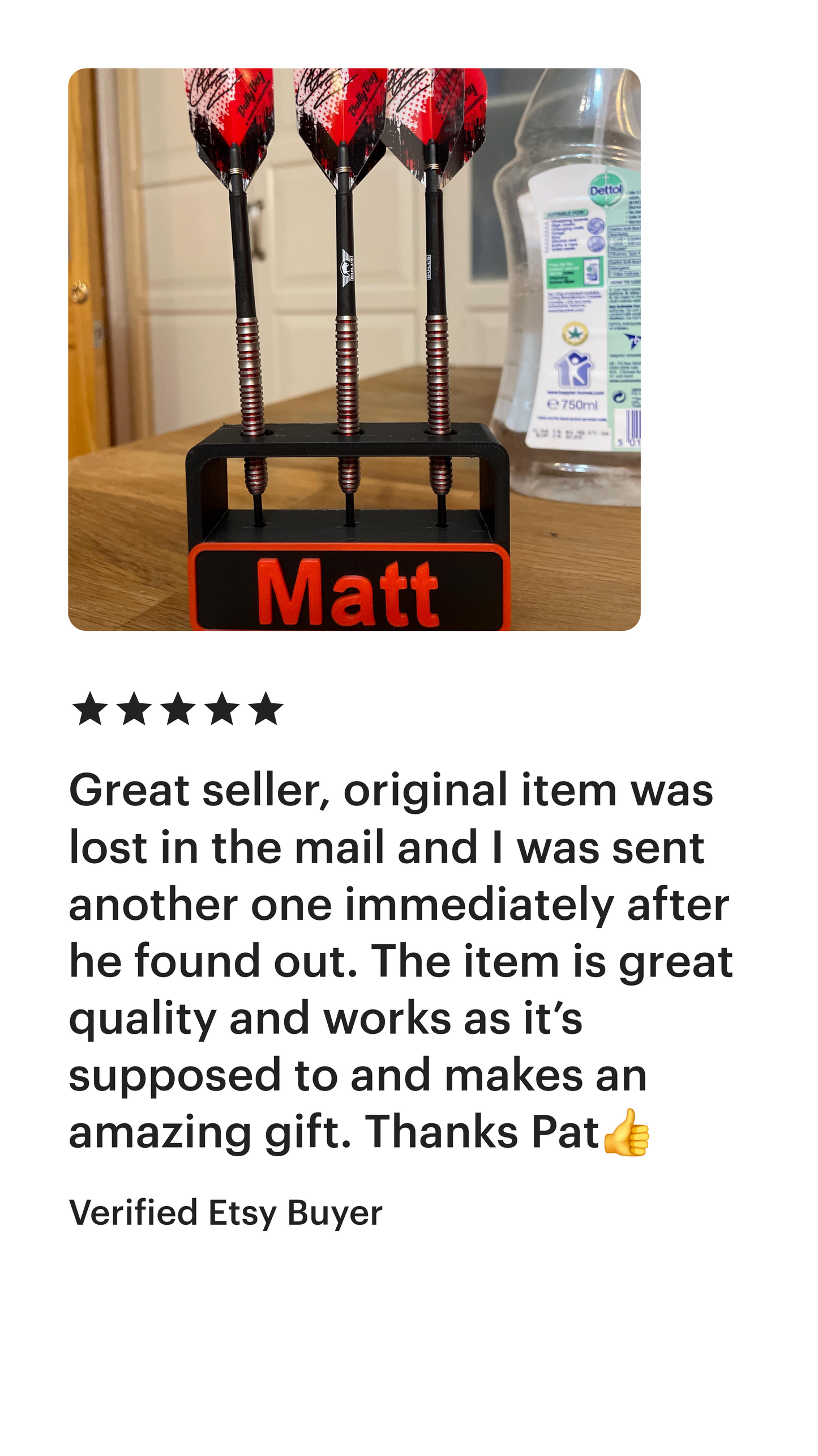 Personalised Dart Holder for 3 Darts – Custom Name & Colour – Gift for Dart Players