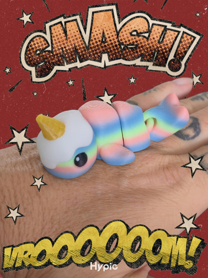 Ice Cream Narwhal – 3D Printed Kawaii Dessert Creature – Cute Ocean Fantasy Desk Toy