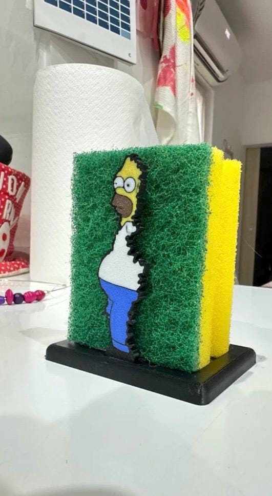 Homer Sponge Holder – 3D Printed Funny Kitchen Sink Accessory – Eco-Friendly Gift for Cartoon Fans