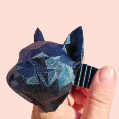 Poly Frenchie Dog Toilet Roll Holder – 3D Printed Fun Bathroom Decor – Blue Glitter Finish