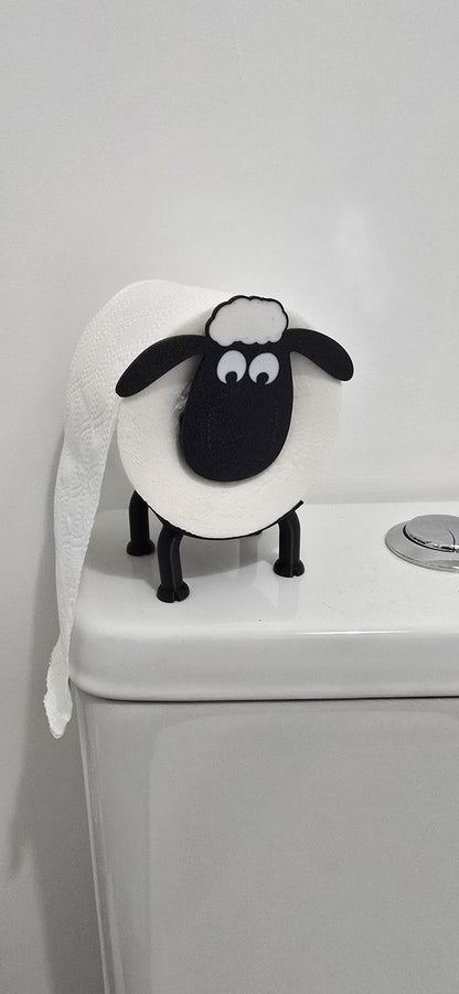 Shaun the Sheep Toilet Roll Holder – 3D Printed Funny Bathroom Decor – Free-Standing PLA Novelty Gift