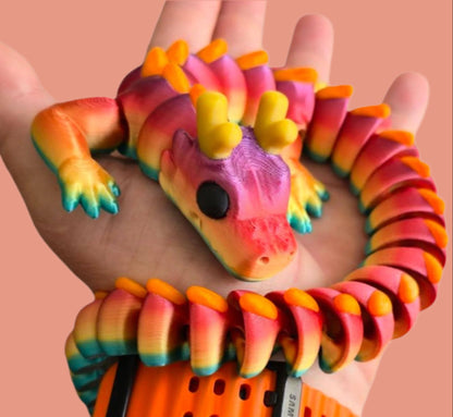Qinglong Baby Dragon – 13" Poseable 3D Printed Dragon Toy | Articulated Collectible Figurine & Sensory Fidget Gift