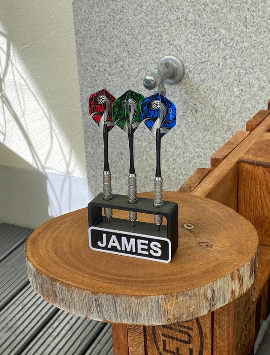 Personalised Dart Holder for 3 Darts – Custom Name & Colour – Gift for Dart Players