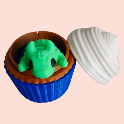 3D printed Sensory Lucky Dragon & Cupcake Container Combo  Mamal Desk Toy and Home Decor