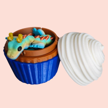 Qinglong Baby Dragon & Cupcake Container – Articulated Sensory Gift Set