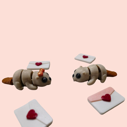 3D Printed Articulated Beaver Fidget Toy & Cupcake Container Combo – Desk Statue, Home Decor, Stress Relief Gift