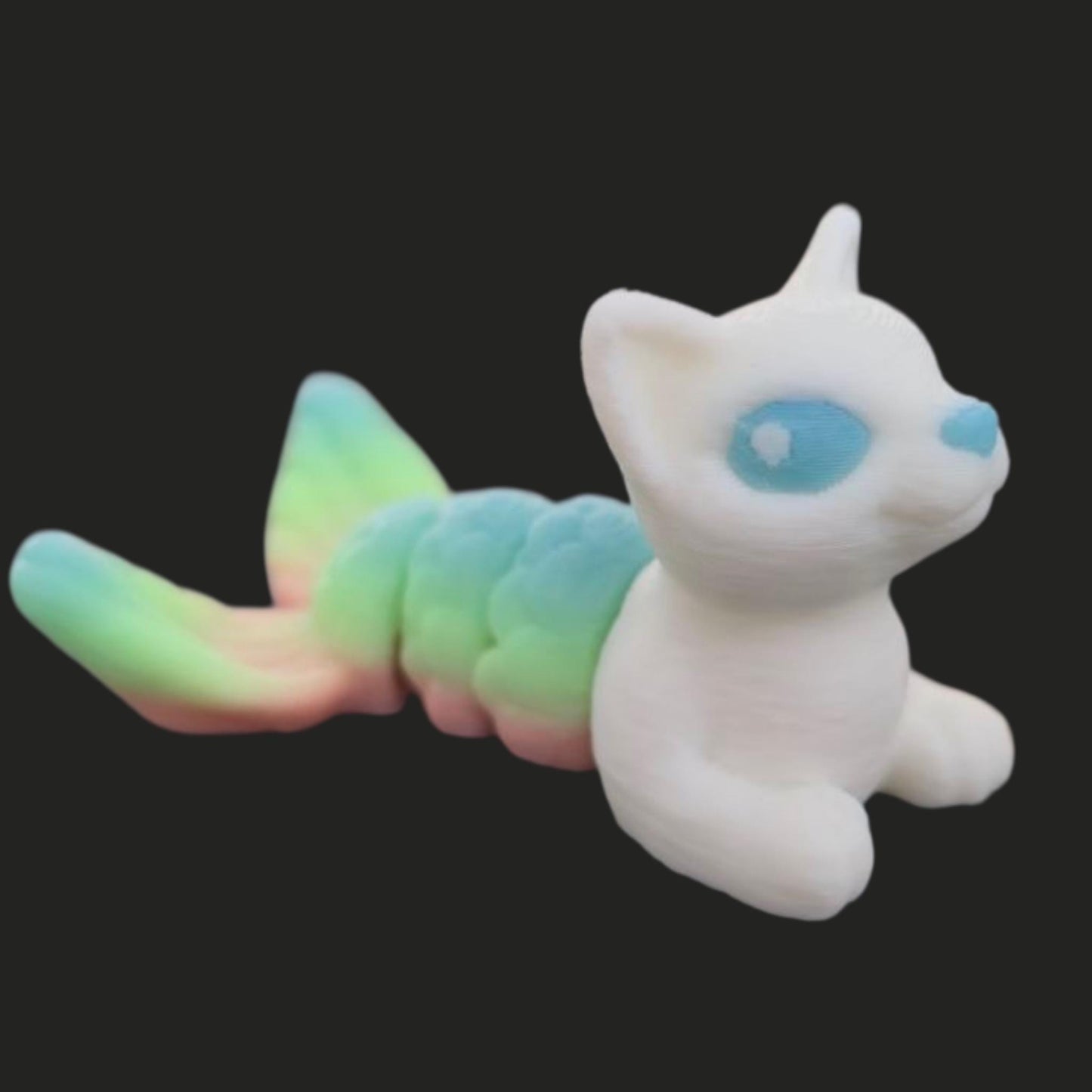3D Printed Articulated purmaid Hatchling – Flexible Baby half cat half mermaid Toy – Fantasy Creature Gift – Poseable Fidget Toy – Sensory.