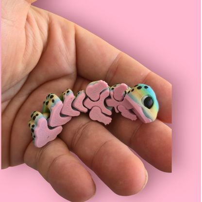 Lepord Geko – Articulated Fidget Animal Toy – Cute Desk Pet Decor – Poseable Geko Gift