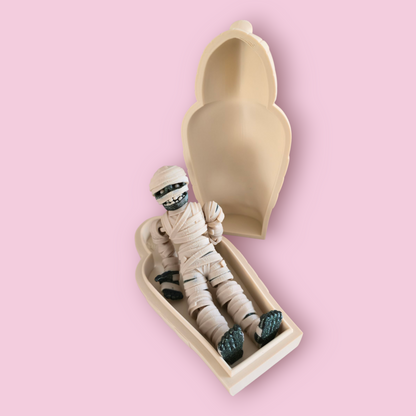 Articulated Mummy  Sarcophagus – 3D Printed Fidget Toy for Halloween, Sensory Play, & Desk Decor – Anxiety Relief Toy – Unique Gothic Gift