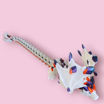 Gem Stone Dragon – 20" Articulated Sensory Fidget Toy – Stress Relief Gift for Kids & Adults – Long Flexible Desk Toy – ADHD  Autism Aid